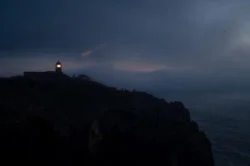 Latarnia morska, zmrok, dawn, Cabo de São Vicente, Sagres, Portugal