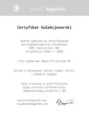 Tak wygląda certyfikat każdej pracy wystawy "Niepejzaże"
